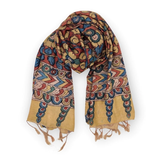 Orange Blue Kalamkari Shawl