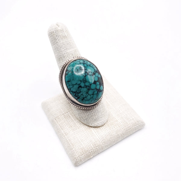 Large Turquoise Silver Nepal Ring