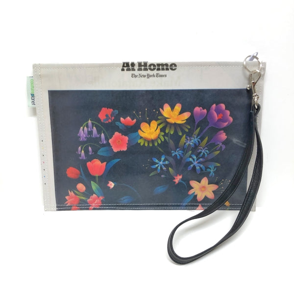 Floral Newspaper Wristlet